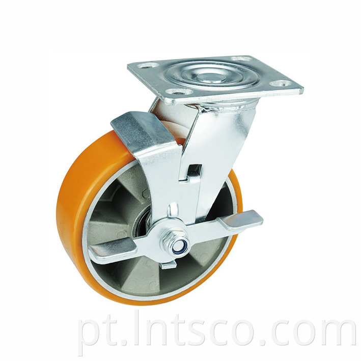 Heavy Duty PU on Aluminum Side Brake Casters